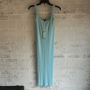 Light Blue Ribbed Maxi Dress